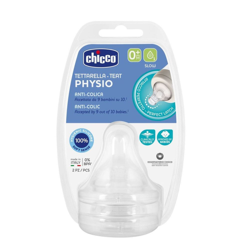 Chicco Perfect 5 Well-Being savička na láhev 0m+ Slow 2 ks