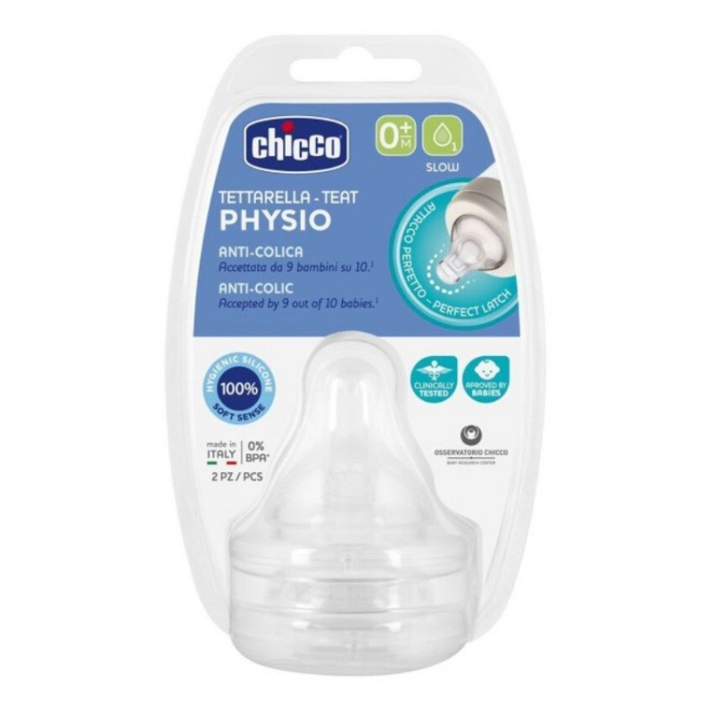 Chicco Perfect 5 Well-Being savička na láhev 0m+ Slow 2 ks