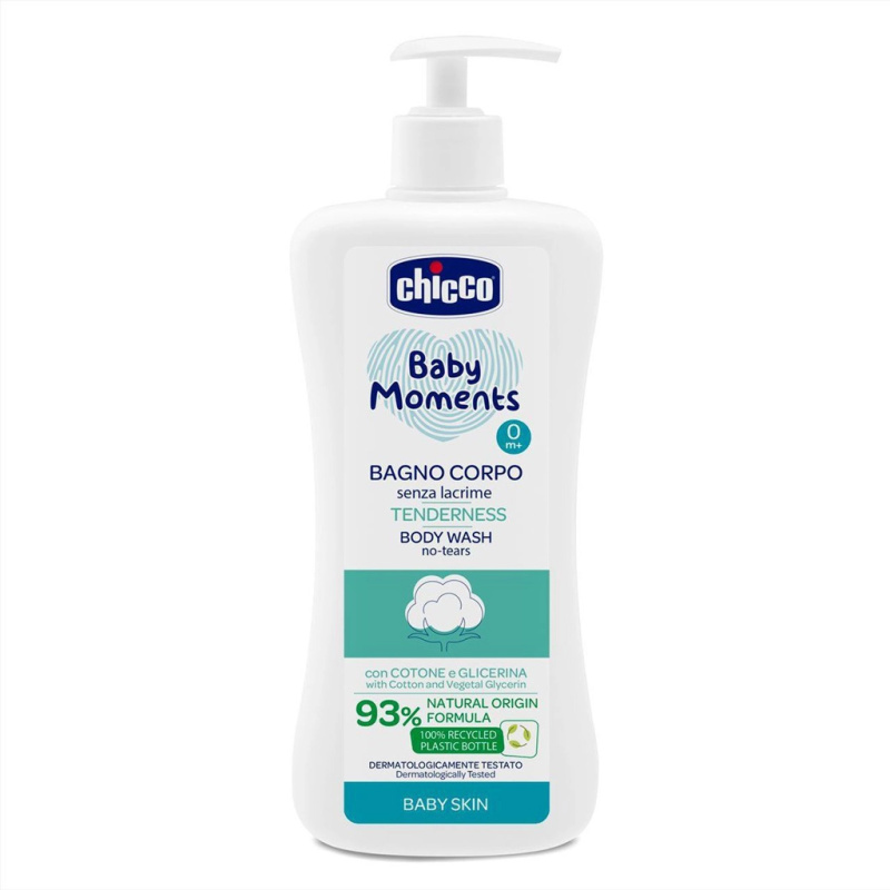 Chicco Baby Moments Tenderness šampon na tělo s dávkovačem 500 ml