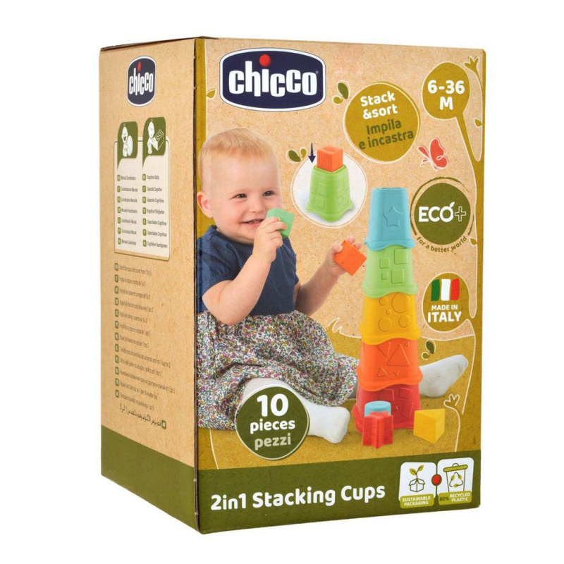 Chicco Eco+ 2in1 Stacking Cups stohovací kelímky 6-36 m 10 ks