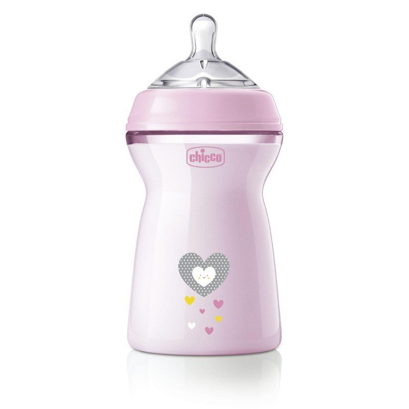 Chicco Natural Feeling Girl kojenecká láhev 6m+ 330 ml