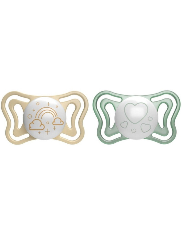 Chicco Physio Light Physio Forma Night dudlík 2-6 m Gold/Green 2 ks