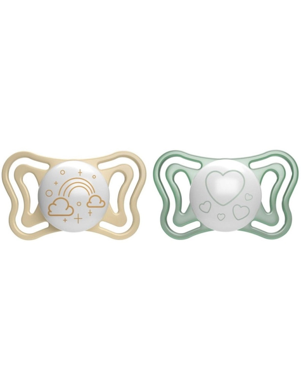 Chicco Physio Light Physio Forma Night dudlík 2-6 m Gold/Green 2 ks
