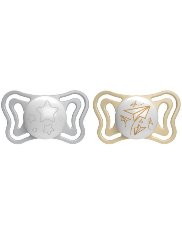 Chicco Physio Light Physio Forma Night dudlík 6-16 m Grey/Gold 2 ks