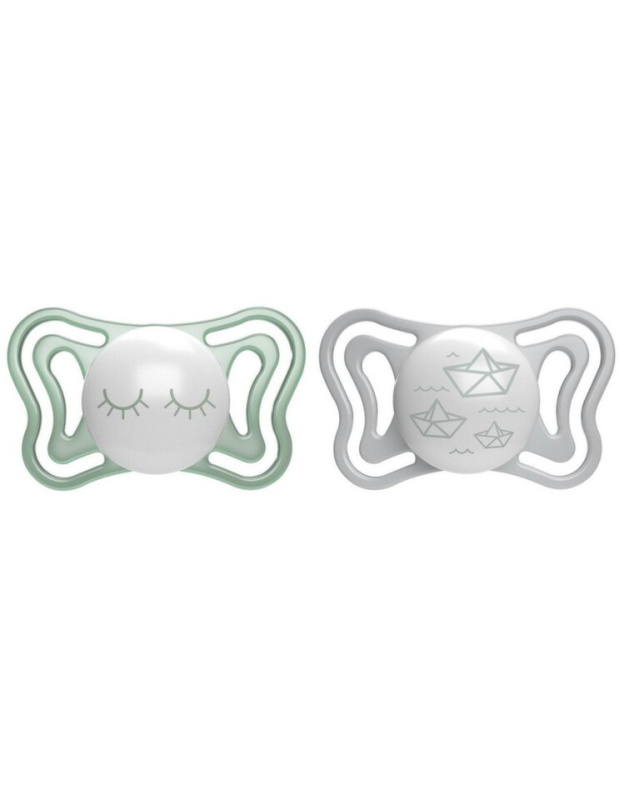 Chicco Physio Light Physio Forma Night dudlík 16-36 m Green/Grey 2 ks