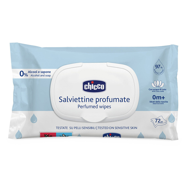 Chicco Perfumed Wipes 0m+ vlhčené ubrousky pro děti s lehkou parfemací 72 ks