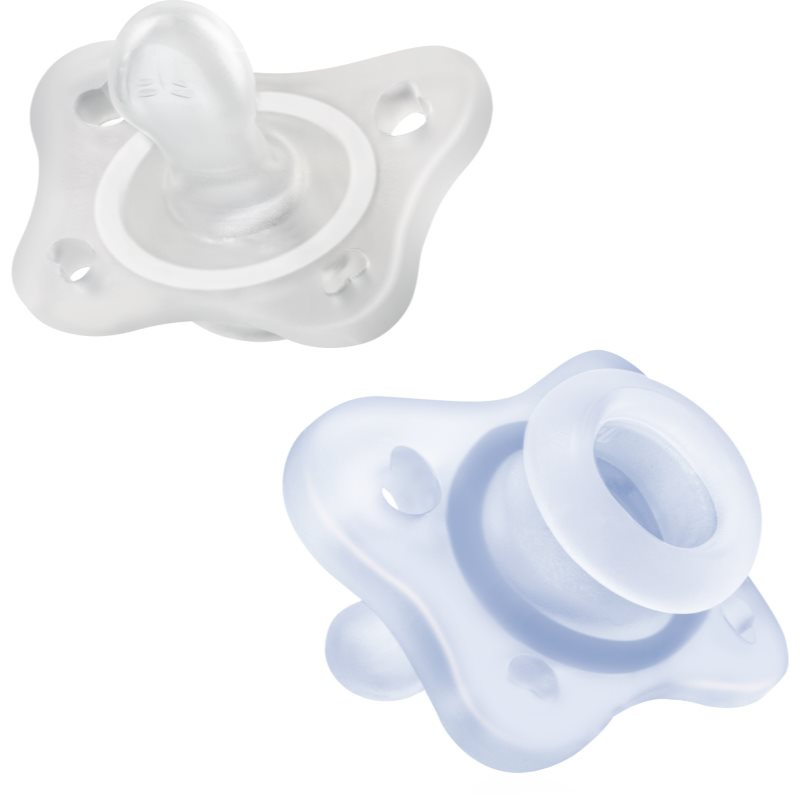 Chicco Physio Forma Mini Soft 0-2m dudlík Blue/Transparent 2 ks