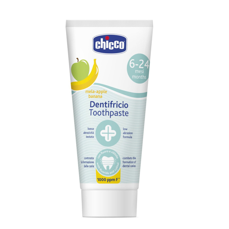 Chicco Toothpaste 6-24m dětská zubní pasta s fluoridem Apple-Banana 50 ml