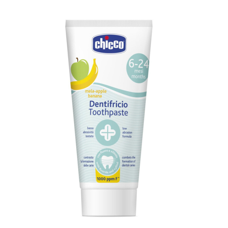 Chicco Toothpaste 6-24m dětská zubní pasta s fluoridem Apple-Banana 50 ml