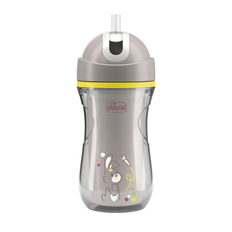 Chicco Sport Cup 14m+ hrnek s brčkem Grey 266 ml