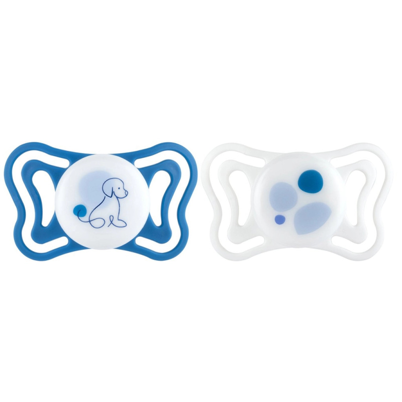 Chicco Physioforma light silikonové ortodontické dudlíky modré 6–16 m, 2 ks