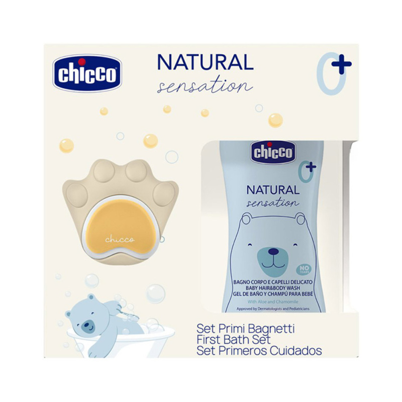 Chicco dárková sada Natural Sensation s mycí silikonovou houbičkou