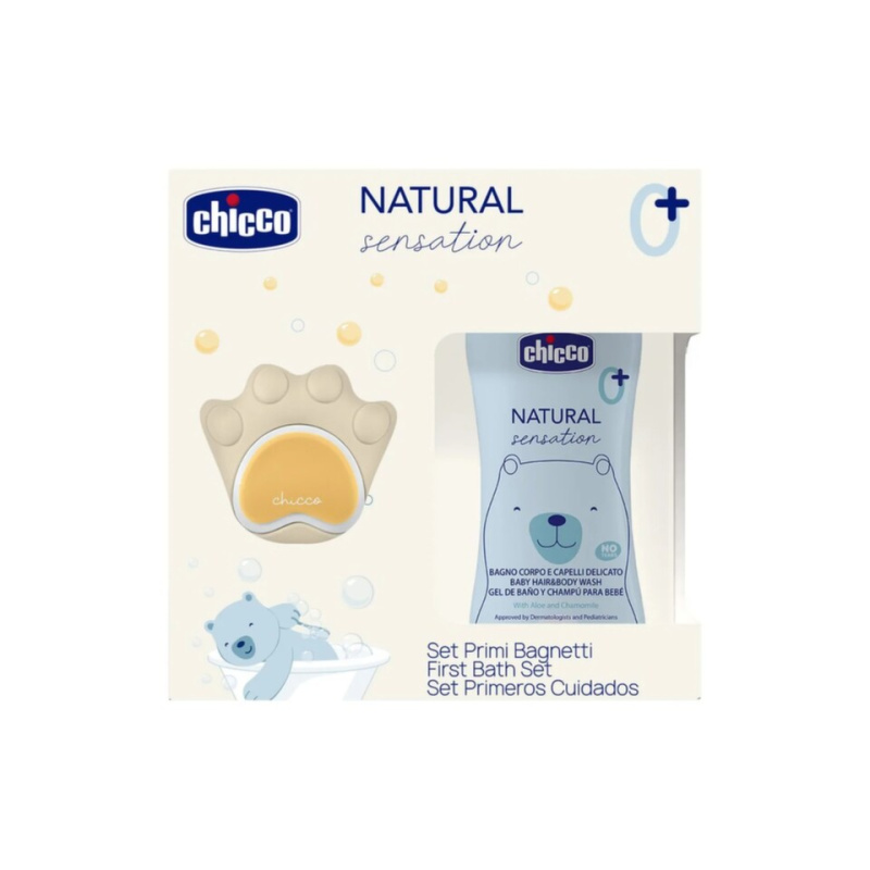 Chicco dárková sada Natural Sensation s mycí silikonovou houbičkou