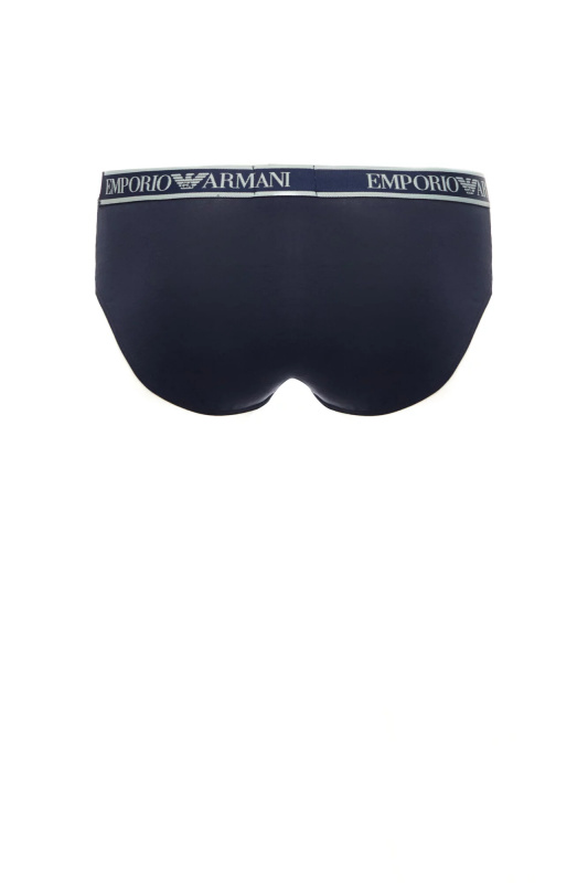 Pánské slipy 3Pack 112132 4R717 tm. modré se zelenou - Emporio Armani L