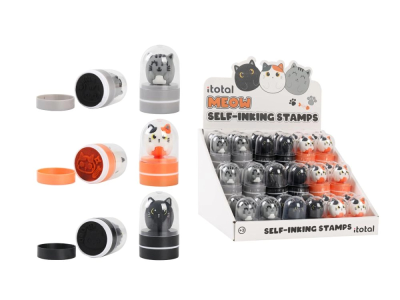 Stojan se sadou 36 razítek s kočičkami