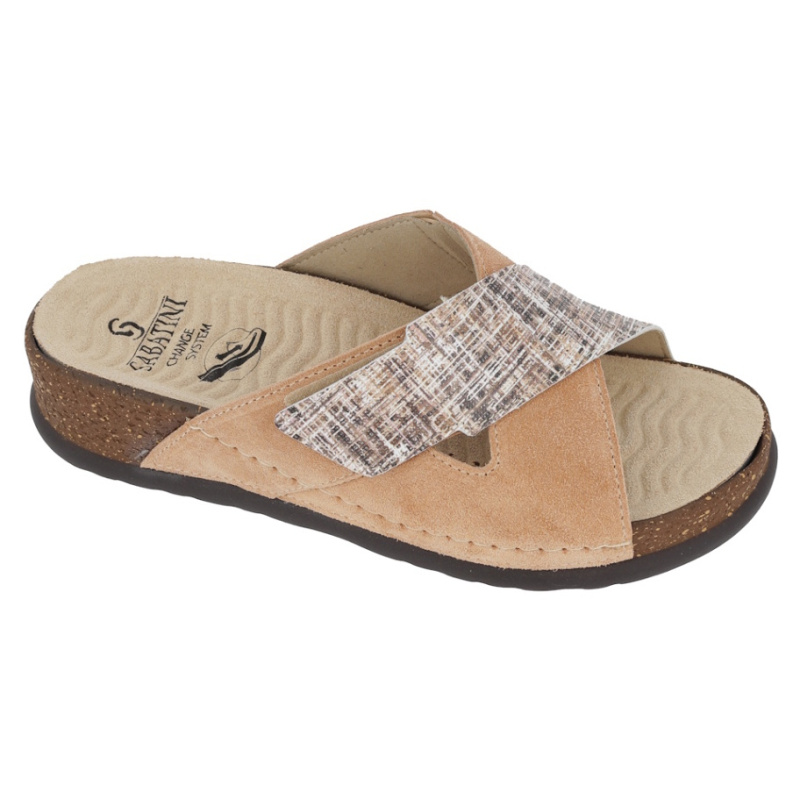 SABATINI KAROLINA Tweed/Camoscio pantofle karamelové 1 pár, Velikost obuvi: 40