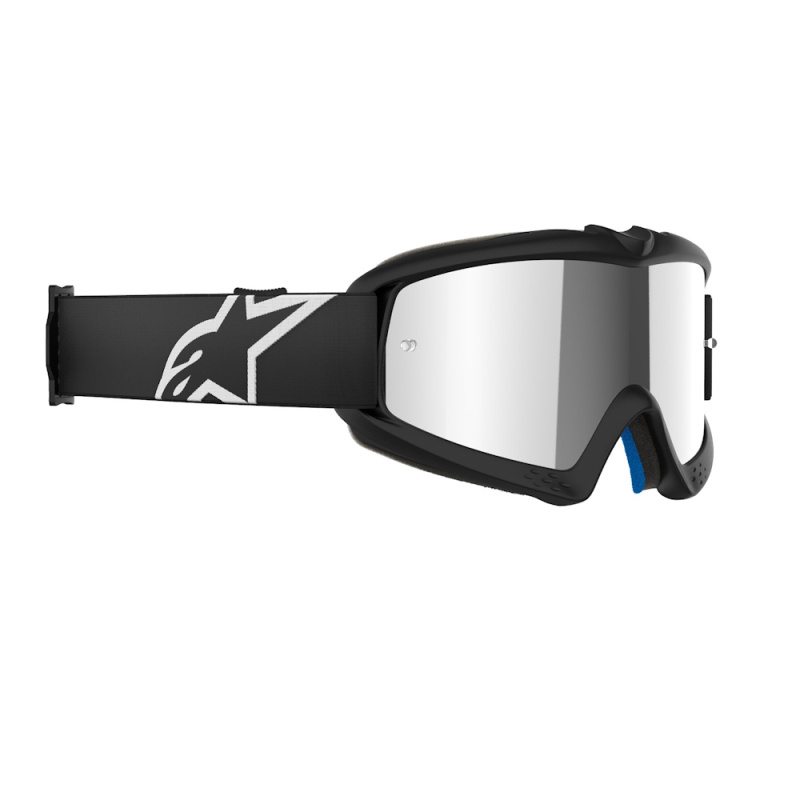 Dětské motokrosové brýle Alpinestars Vision Mirror Youth Corp černá, zrcadlové stříbrné plexi