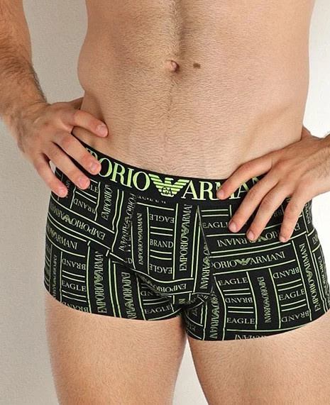 Pánské boxerky 111290 2F508 17621 černá/žlutá - Emporio Armani černá/žlutá L