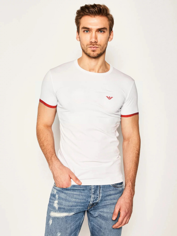 Pánské triko krátký rukáv - 111035 2R530 00010 - bílá - Emporio Armani M Bílá