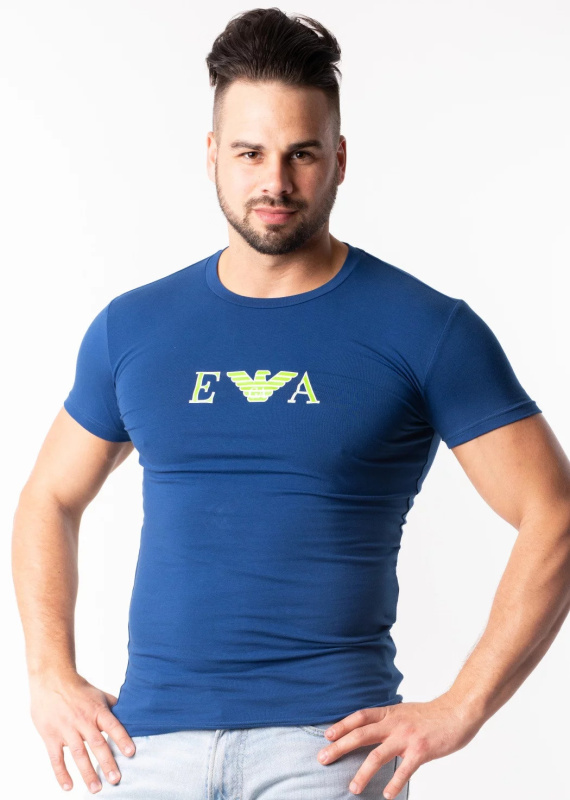 Pánské tričko 111035 9P523 modrá - Emporio Armani XL Modrá