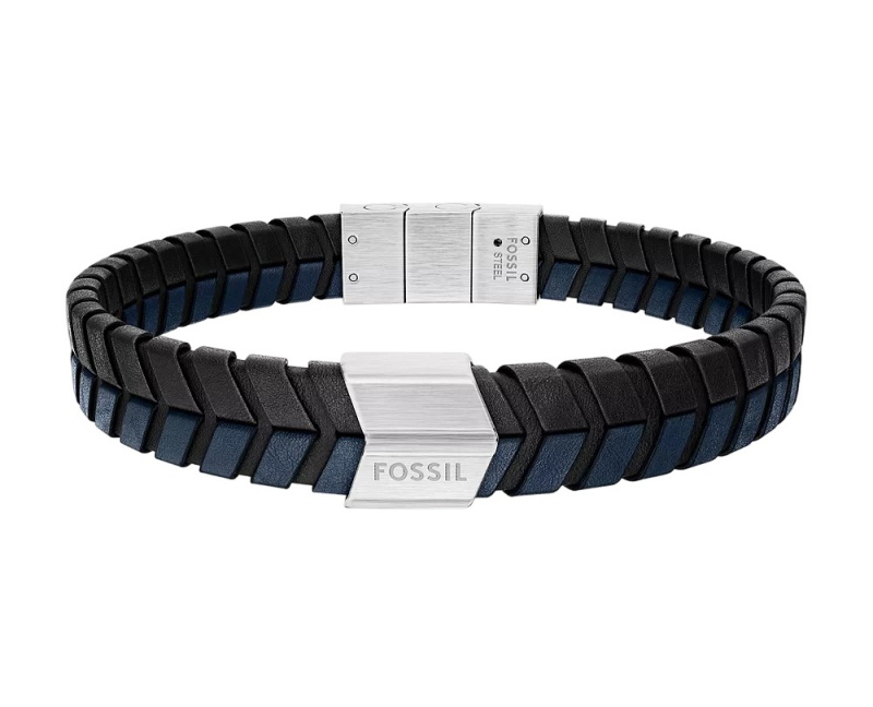 Fossil Stylový kožený náramek pro muže Woven JF04985040