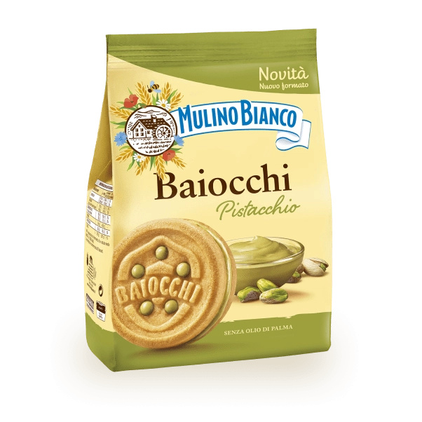 Mulino Bianco Baiocchi s pistáciovým krémem (con Crema al Pistacchio) 240g