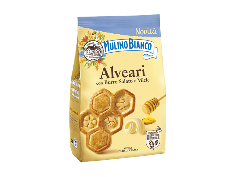 Mulino Bianco sušenky se solí a medem (Biscotti Alveari con Burro Salato e Miele) 300g