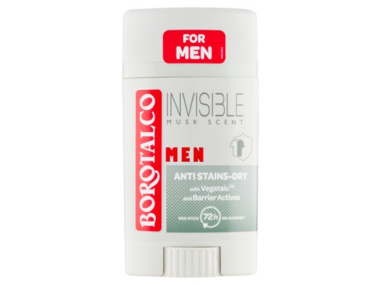 Borotalco MEN Invisible deodorant roll-on proti bílým a žlutým skvrnám pro muže vůně Musk Scent 40 ml