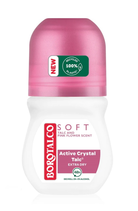Borotalco Soft Talc & Pink Flower kuličkový deodorant roll-on bez alkoholu 50 ml