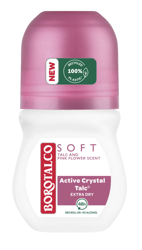 Borotalco Soft Talc & Pink Flower kuličkový deodorant roll-on bez alkoholu 50 ml