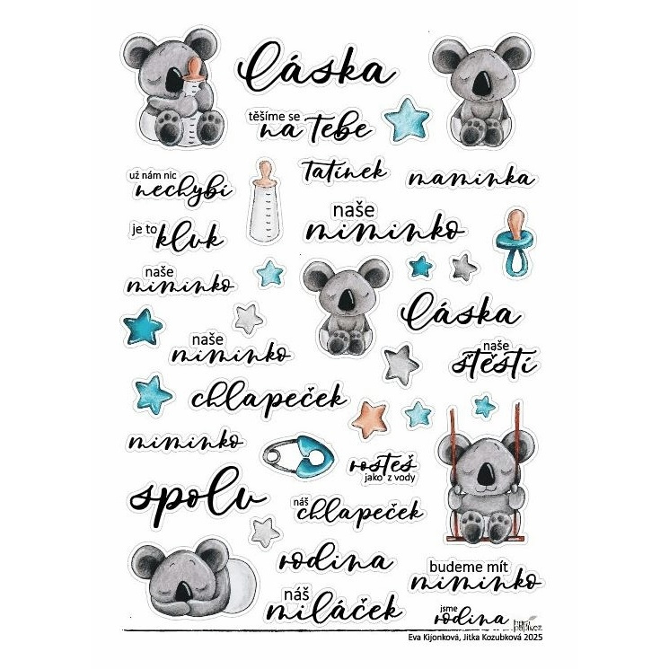 Samolepky průhledné A4 - Chlapeček a koala