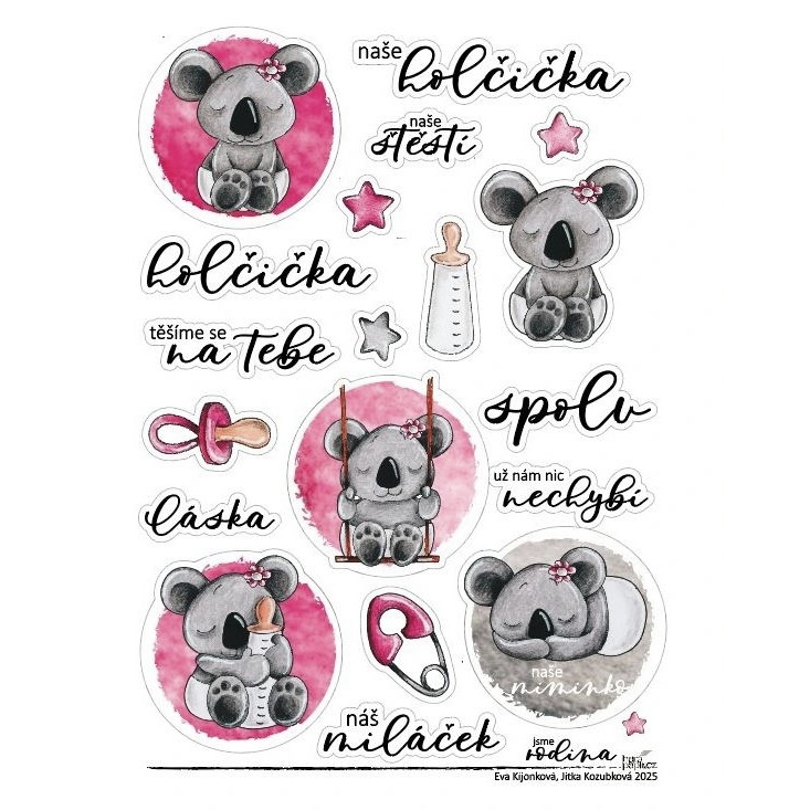 Samolepky A5 - Holčička a koala č.1