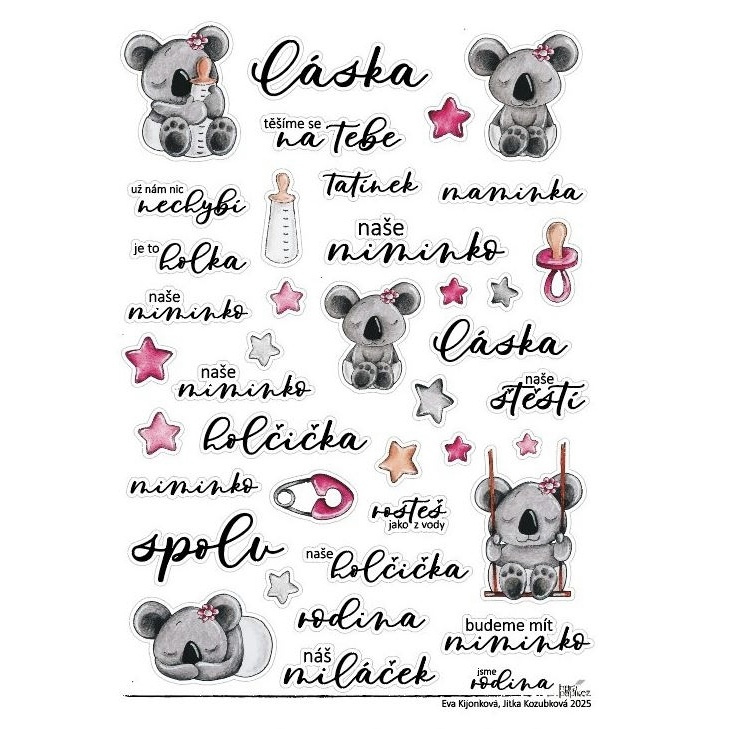 Samolepky A5 - Holčička a koala č.2