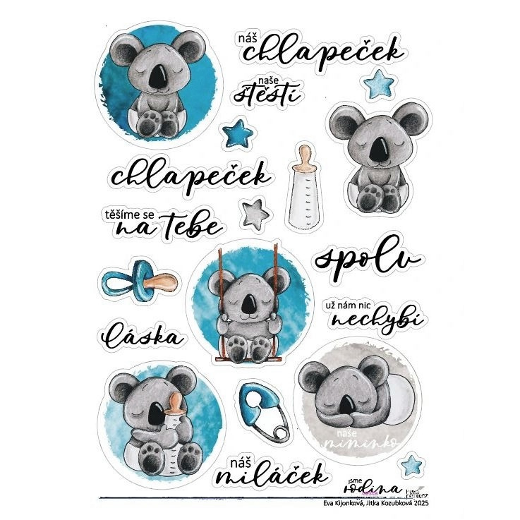 Samolepky A5 - Chlapeček a koala č.1