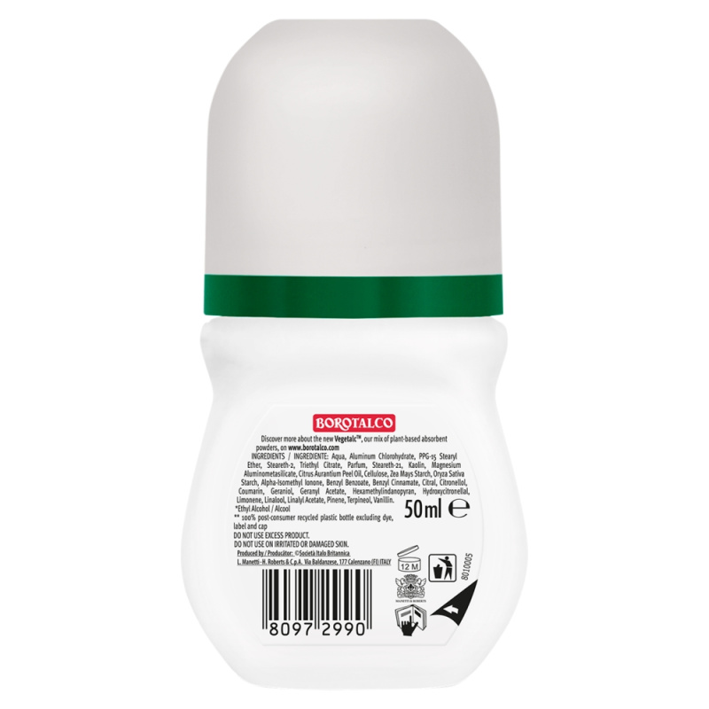 Borotalco MEN Dry kuličkový deodorant roll-on 72h vůně Original 50 ml