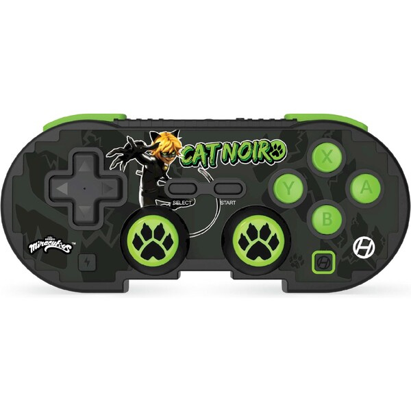Bezdrátový herní ovladač pro Nintendo/PC/Mobile Gaming Hyperkin Pixel Art ZagToons edice - Cat Noir Černá/Zelená