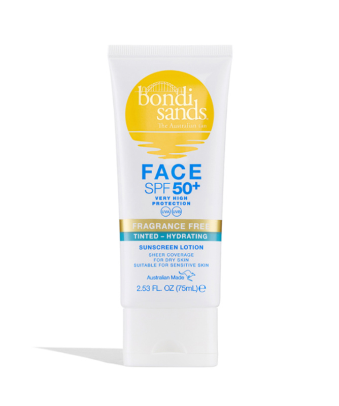 Bondi Sands SPF 50+ Fragrance Free ochranný tónovací krém na obličej pro suchou pleť SPF 50+ 75 ml