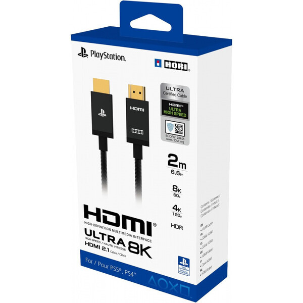 HORI PS5 HDMI 2.1 Ultra High Speed 8K 4K HDR 2 m Černá