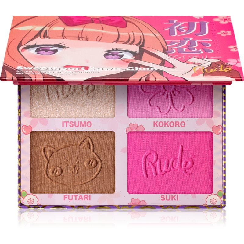 Rude Cosmetics Manga Face Palette multifunkční paleta na obličej odstín Sweetheart Sawa-Chan 11.2 g
