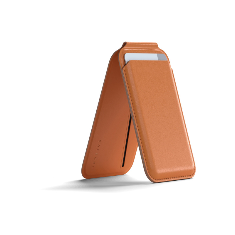 Satechi Vegan-Leather Magnetic Wallet Stand iPhone 12/13/14/15 all models - oranžová