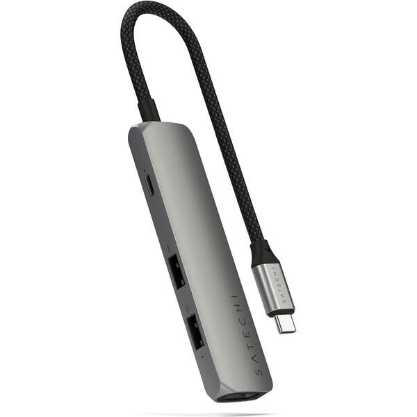 Satechi 4v1 USB-C Slim víceportový adaptér 4K vesmírně šedý Vesmírně šedá