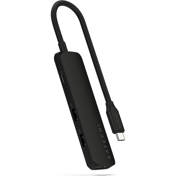 Satechi 4v1 USB-C Slim víceportový adaptér 4K černý Černá