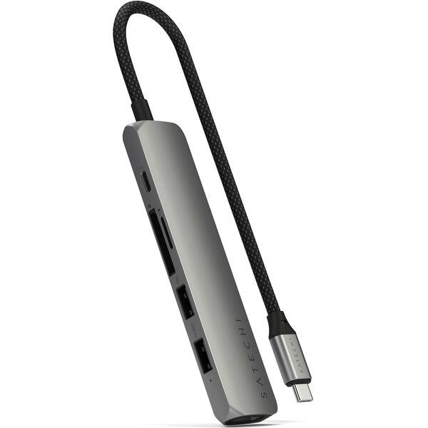 Satechi 6v1 USB-C Slim víceportový adaptér vesmírně šedý Vesmírně šedá