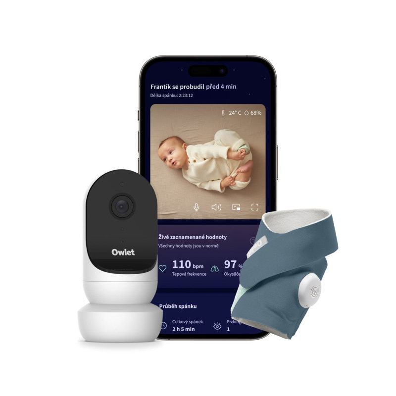 Owlet Dream Sock + Cam2 Bundle Bedtime Blue Modrá