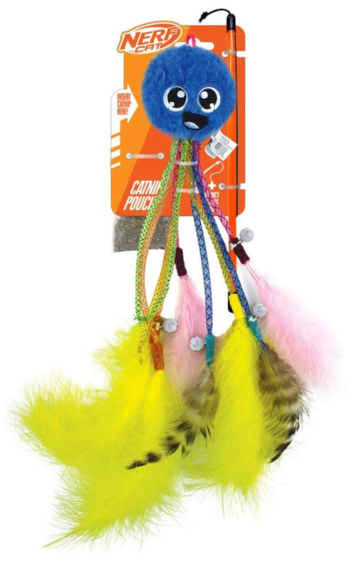 NERF CAT Hračka pro kočky chobotnička s rolničkami a hůlkou 30 cm