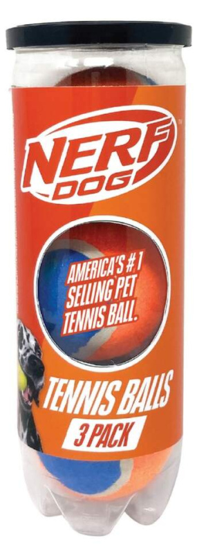NERF DOG Hračka pro psy 3 ks tenisových míčků bez pískadla v tlakové dóze 6,5 cm