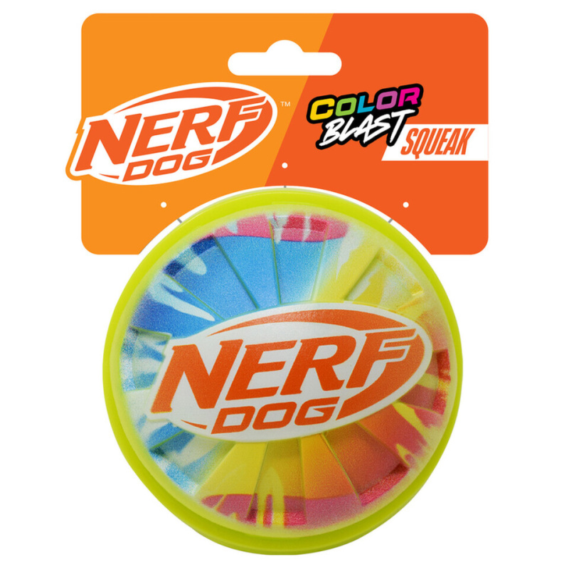 NERF DOG Hračka pro psy pískací míček s barevným úchopem 10 cm