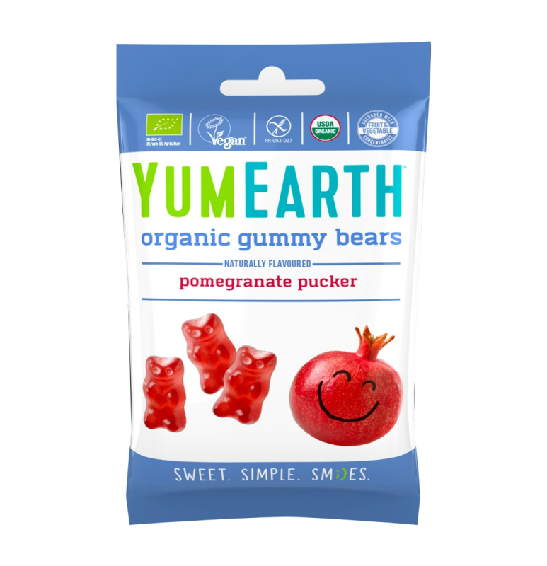 YUMEARTH Bio ovocní želé medvídci s příchutí granátového jablka 50 g