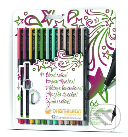 Set Chameleon Fineliner - detailní popisovače, 12ks - syté tóny