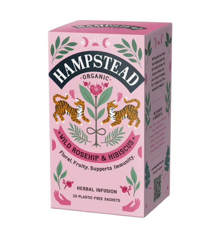 Bylinný čaj Hampstead - šípkový čaj s ibiškem, bio, 20 x 1,5 g